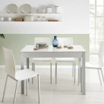 VELASCO Mesas De Cocina Extensibles^Mesa De Cocina Extensible A Coruña Cristal Blanco óptico