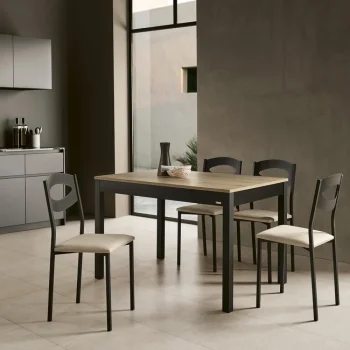 VELASCO Mesas De Cocina Extensibles^Mesa De Cocina Extensible A Coruña Roble Hercules - Negro