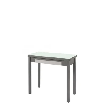 VELASCO Mesas De Cocina Plegables^Mesa De Cocina Libro Con Encimera En Cristal Blanco óptico Y Con Cajón Andrea