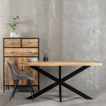 IXIA Mesas De Comedor^Mesa De Comedor En Madera De Mango Natural - Negro 180 X 79 X 90 Cm