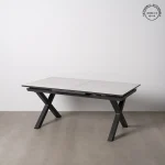 IXIA Mesas De Cocina Extensibles^Mesa De Comedor Extensible Cerámica Blanco Negro 180-240 X 77 X 100 Cm