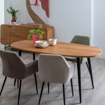 IXIA Mesas De Comedor^Mesa De Comedor Ovalada Mahón En Madera Con Patas De Hierro 180 X 76 X 90 Cm