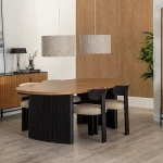 IXIA Mesas De Comedor^Mesa De Comedor Ovalada Orleans Negro-Natural 220 X 75 X 113 Cm