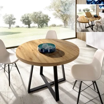 DEKIT Mesas De Comedor^Mesa De Comedor Redonda Extensible Duna 110 Cm Patas Metálicas 110 - 158 X 77 X 110