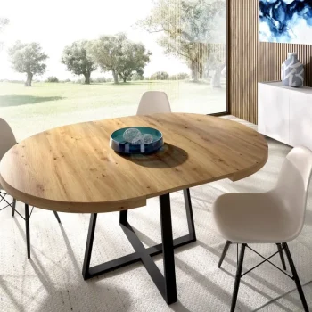 DEKIT Mesas De Comedor^Mesa De Comedor Redonda Extensible Duna 110 Cm Patas Metálicas 110 - 158 X 77 X 110