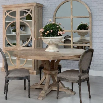 IXIA Mesas De Comedor^Mesa De Comedor Redonda Madera Blanco Decapé 150 X 76 X 150 Cm