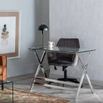 IXIA Mesas De Estudio Y Escritorios Baratos^Mesa De Escritorio De Cristal Transparente  110 X 76 X 55 Cm