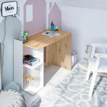 FORES Escritorios Juveniles Para PC|Mesas De Estudio Y Escritorios Baratos^Mesa Escritorio Reversible Con Estante Kenia 100 X 78 X 52 Cm