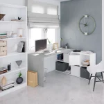 FORES Escritorios Esquineros Juveniles|Escritorios Juveniles Para PC^Mesa Escritorio Rincón Cemento Blanca Con Buc Adapta 136 - 203 X 74 X  139 - 33 Cm