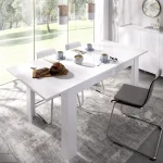 DEKIT Mesas De Comedor^Mesa Extensible Comedor Dine Blanco Brillo 140 - 190 X 77 X 90 Cm