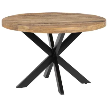 IXIA Mesas De Comedor^Mesa Redonda Comedor Madera Marrón - Negro 120 X 79 X 120 Cm