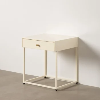 IXIA Mesillas De Noche^Mesilla De Noche 1 Cajón Acero Crema 43 X  50 X 41 Cm