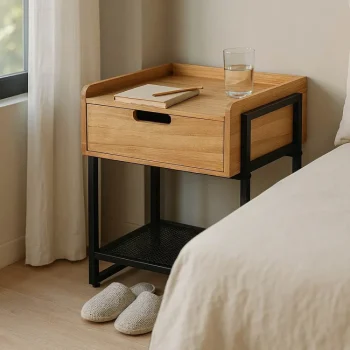 IXIA Mesillas De Noche^Mesilla De Noche 1 Cajón Urban Natural - Negro 45 X  56,5 X 45