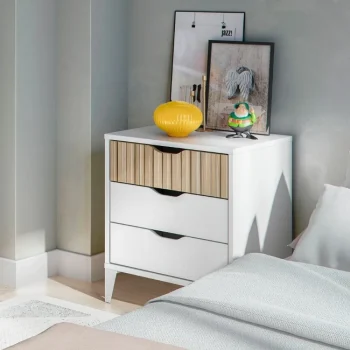 FORES Mesillas De Noche^Mesilla De Noche 3 Cajones Noite Blanco Artik - Natur 44 X 50 X 33 Cm