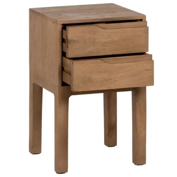 IXIA Mesillas De Noche^Mesilla De Noche De Madera De Mango Straight Line 2 Cajones Natural 40 X 65 X 40 Cm