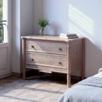 IXIA Mesillas De Noche^Mesilla De Noche En Madera De Abeto 2 Cajones Marrón Claro 80 X 60 X 45 Cm