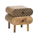 IXIA Mesillas De Noche^Mesilla De Noche Ovalada 2 Cajones Geometrica Natural 41 X 43 X  33 Cm