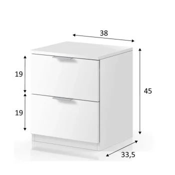 FORES Mesillas De Noche^Mesita De Noche Blanca Low Cost 2 Cajones 45 X 38 X 33, 5 Cm