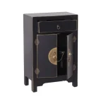 IXIA Mesillas De Noche^Mesita De Noche Con 1 Cajón Y 2 Puertas Oriente, Negro - Oro