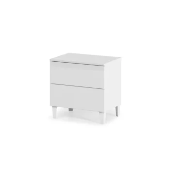 FORES Mesillas De Noche^Mesita De Noche Con Patas Loft Blanca 2 Cajones