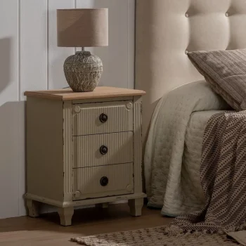 IXIA Mesillas De Noche^Mesita De Noche Crema Madera 48 X 36 X 61 Cm