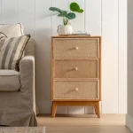 IXIA Mesillas De Noche^Mesita De Noche De Madera 3 Cajones Gerel Color Natural 46 X 76 X 37 Cm