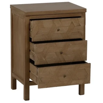 IXIA Mesillas De Noche^Mesita De Noche De Madera 3 Cajones Brayan Color Natural 48 X 66 X 35 Cm