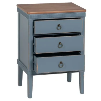 IXIA Mesillas De Noche^Mesita De Noche De Madera Clásica 3 Cajones Azul Rozado 50 X 72 X 38 Cm