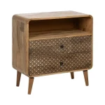 IXIA Mesillas De Noche^Mesita De Noche Madera De Mango 1 Cajón + 1 Hueco Natural  70,5 X 71 X 35 Cm