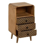 IXIA Mesillas De Noche^Mesita De Noche Madera De Mango 3 Cajones + 1 Hueco Natural 45 X 72 X 33 Cm