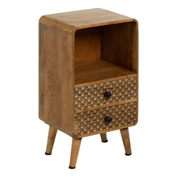 IXIA Mesillas De Noche^Mesita De Noche Pequeña 2 Cajones + 1 Hueco Natural 29,5 X 53 X 25,5 Cm