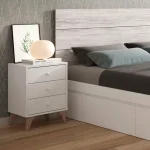 FORES Mesillas De Noche^Mesita De Noche Sweet Estilo Nórdico Blanca Con Patas Y 3 Cajones