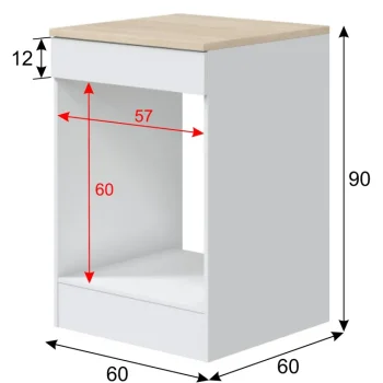 FORES Mueble Auxiliar Cocina^Modulo Bajo De Cocina Para Horno 60 Cm Kira Blanco Brillo - Roble Canadian 60 X 90 X 60 Cm