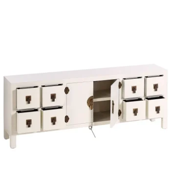 IXIA Muebles De Salón^Mueble Auxiliar Bajo Con 8 Cajones Y 2 Puertas Oriente, Blanco