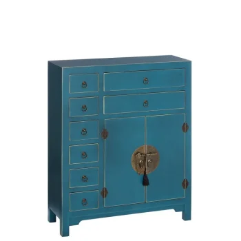 IXIA Recibidores|Muebles De Salón^Mueble Auxiliar Oriente Azul 2 Puertas 8 Cajones 73 X 90 X 26 Cm