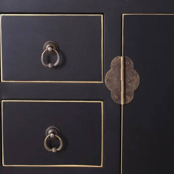 IXIA Muebles De Salón^Mueble Auxiliar Recibidor Con 2 Puertas Y 8 Cajones Oriente, Negro