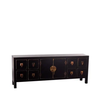 IXIA Muebles De Salón^Mueble Bajo Oriente 8 Cajones 2 Puerts Negro - Oro