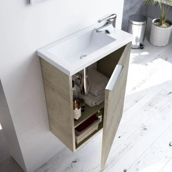 FORES Muebles De Lavabo^Mueble De Baño Con Lavabo Y Espejo Málaga Mini 40 X 58 X 22 Cm