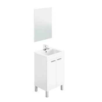 FORES Muebles De Lavabo^Mueble De Baño Pequeño Con Espejo Madrid Koncept 2 Puertas Blanco Brillo