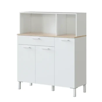 FORES Mueble Auxiliar Cocina^Mueble De Cocina Blanco Para Microondas Kira 108 X 126 X 40 Cm