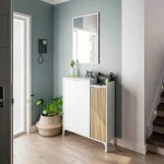 FORES Recibidores^Mueble De Entrada Recibidor Con Espejo Ethna Blanco Artik - Natur 77 X 91 X 24 Cm