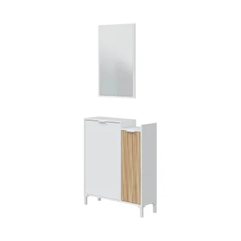 FORES Recibidores^Mueble De Entrada Recibidor Con Espejo Ethna Blanco Artik - Natur 77 X 91 X 24 Cm