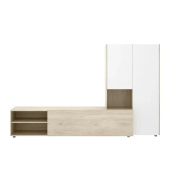 DEKIT Muebles De Salón^Mueble De Sala Apilable Kei Blanco - Roble Natural 227 X 140,6 X 40 Cm