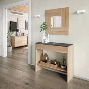 FORES Recibidores^Mueble Recibidor 1 Cajón Con Espejo Oxys Roble - óxido 92 X79 X 33 Cm