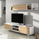 FORES Muebles De Salón^Mueble Salón Comedor Zaiken Plus Blanco Brillo - Roble Canadian 180 X 180 X 41 Cm