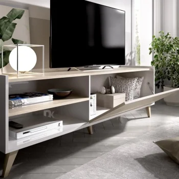 DEKIT Muebles De Salón^Mueble Television Ness Blanco - Natural 155 X 43 X 47 Cm