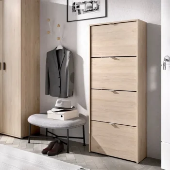 DEKIT Zapateros^Mueble Zapatero Color Natural Jazz 4 Puertas 61 X 149 X 25 Cm
