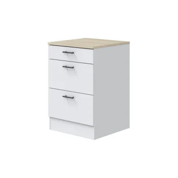 FORES Cocinas Completas Modernas^Muebles De Cocina Kira Para Lavadero 160 Cm Blanco Brillo - Roble Canadian