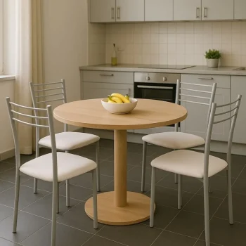 DISTRIGAL Sillas De Cocina|Sillas De Cocina^Pack 4 Sillas De Cocina "Clásica 20"– Blancas, Metálicas Y Tapizadas En PU