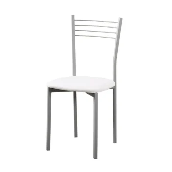 DISTRIGAL Sillas De Cocina|Sillas De Cocina^Pack 4 Sillas De Cocina "Clásica 20"– Blancas, Metálicas Y Tapizadas En PU
